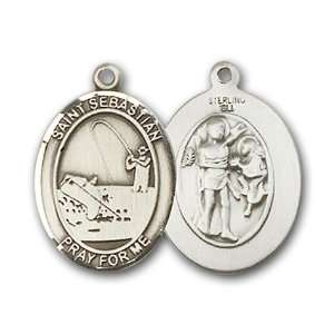  Sterling Silver St. Sebastian Fishing Medal: Jewelry