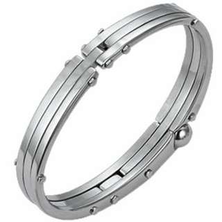 Stainless Steel Handcuff Style Bangle witth Snap Clasp  