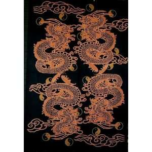  Jumbo Quad Yin Yang Dragons Tapestry Wall Hanging: Home 