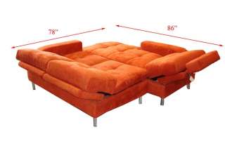 2Pc Contemporary Fabric Sectional Futon Sofa Set #4138  