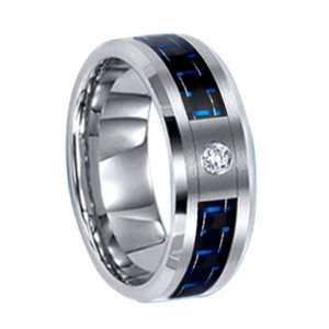   for Wedding, Gift, Etc. Blue Carbon Fiber with CZ Stone (7) Jewelry