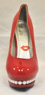 Red Kiss PEARL Red Platform Pump Heel Shoes Size 8  