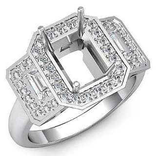  emerald cut diamond 3 stone anniversary ring setting 18k gold white