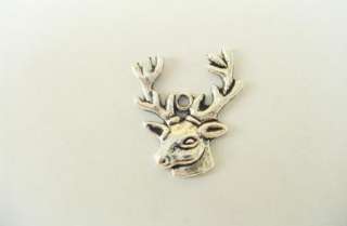 Tibetan Silver Deer Necklace Charm Pendant Beads 18pcs  