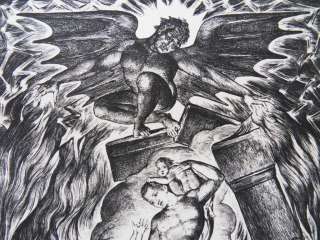 William BLAKE  BIBLE  Satan   GRAVURE ORIGINALE SIGNEE # 1906 