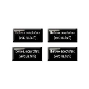   Except After C   Weird Rule   3D Domed Set of 4 Stickers: Automotive