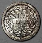 1914 BU Netherlands silver 10 cents (QUEEN WILHELMINA)
