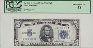 PCGS CERTIFIED CONSECUTIVE 1934A $5 STAR NOTES  