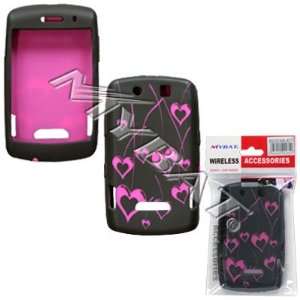 Blackberry 9500, 9530 (Storm) Laser Cherry Heart (Hot Pink/Black) Skin 