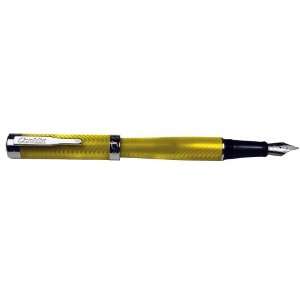  Conklin Herringbone Yellow Fine Point Fountain Pen 