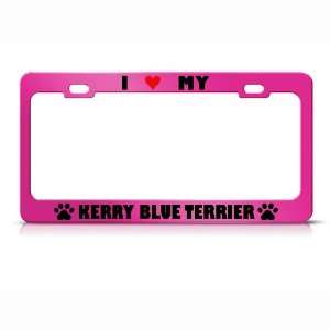 Kerry Blue Terrier Paw Love Heart Pet Dog Metal license plate frame 
