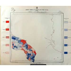 1933 Map Italy Statistics Cagliari Land Ownership Lecce:  
