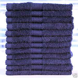 12 Solid Terry WashCloths Face Towel WHOLESALE D. Blue  