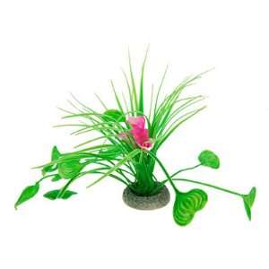   Green Heart Style Leaf Pink Flower Plants Decoration: Pet Supplies