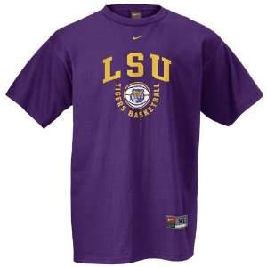  Nike LSU Tigers Purple Basketball Practice T shirt: Sports 