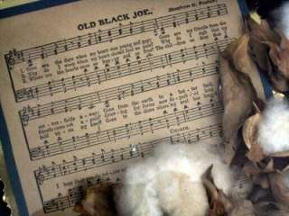 Old Black Joe Sheet Music Framed with Cotton Bolls  