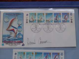 Americas Cup Stamp Portfolio Signed Dennis Conner 1987 ****PLEASE 