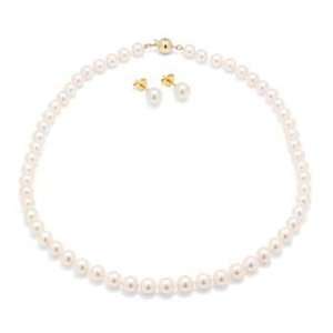  Akoya Pearl Necklace & Earrings:18 7.5mm AAA: Jewelry