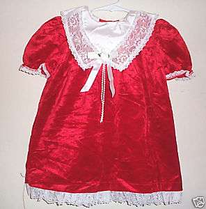 girls red CHRISTMAS dress white lace FANCY COLLAR 4t @@  