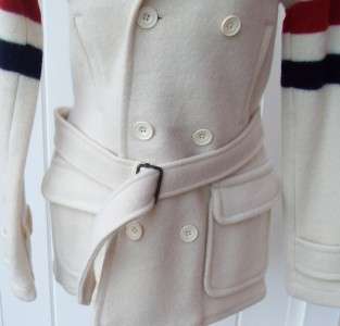   womens small merino wool coat cream peacoat $798 nwt gorgeous!  