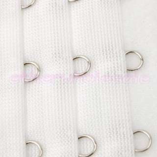 White Bra Strap Extender Extension 3 Hooks Polyester  