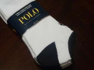 Polo Ralph Lauren Mens 3 Pair Ankle Socks White 10 13  