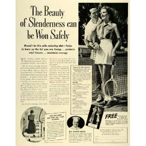  1939 Ad Standard Brands Bread Fat Weight Loss Tennis Diet Menu 