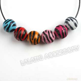 80x Mixed Colors Zebra Round Acrylic Beads 12mm 111329  