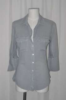 Standard James Perse Gray Charcol Pink Cotton Lilly Blouse Shirt Top 3 