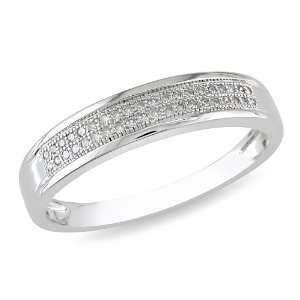   White Gold 1/8 CT TDW Diamond Wedding Band Ring (G H, I2 I3) Jewelry