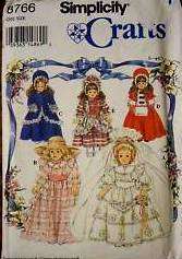 Simplicity 8766 16 & 18” Doll Victorian Clothes Pattern  
