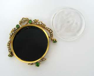 1890 Russian Demantoid Garnet Natural Pearl 15K Pendant  