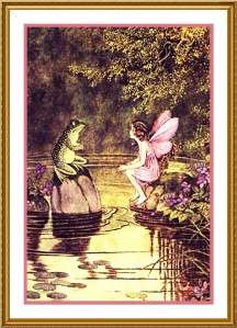 The Frog and Fairy by Ida Outhwaite Counted Cross Stitch Chart  