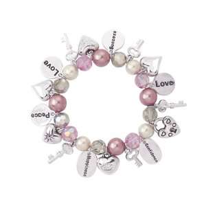  Alexas Angels Heart/Key   Pink Charm Bracelet Arts 