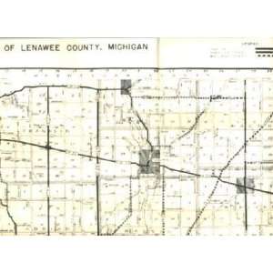  Lenawee County Michigan Road Map 1951 
