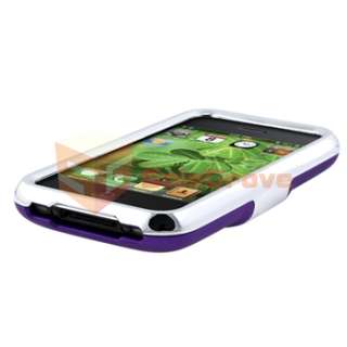 Purple Rubber Hard Case Stand w/Chrome+Privacy LCD Protector For 