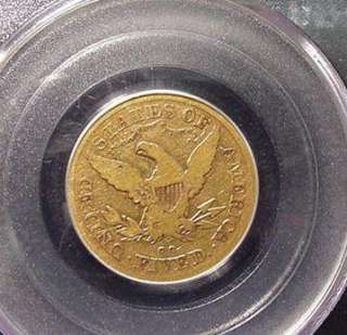    CC Liberty Head GOLD Half Eagle $5 Coin Motto/Eagle PCGS F 12  