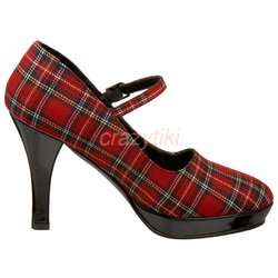 NIB Red Plaid School Girl Mary Jane Pumps Shoes 8 7.5 COLLEGE 04 