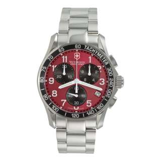 Victorinox Swiss Army Mens 241148 Chrono Classic Red Dial Date Watch 