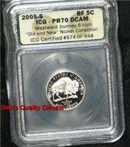 ICG 6 Coin PR70 2004 & 2005 Westward Journey Old & New Nickel 