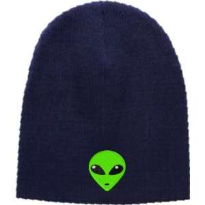  Green Alien Head Embroidered Skull Cap   Navy: Everything 