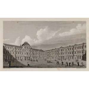  1831 Court of the Louvre Museum Paris Copper Engraving 