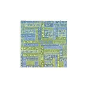  Paper   Studio K Blue and Green Word Collage Embossed Arts, Crafts