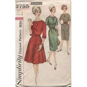  Vintage Simplicity 1950s Womens Dress Sewing Pattern #3755 
