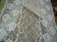 BRIDAL SHEER Delicate LACE 12 WIDE WHITE FLORAL 20 YDS  