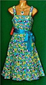 SALE New MONSOON Blue Green Silk Mix MEADOW Dress 10 14  