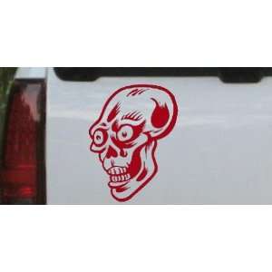  Big Eyed Skull Car Window Wall Laptop Decal Sticker    Red 