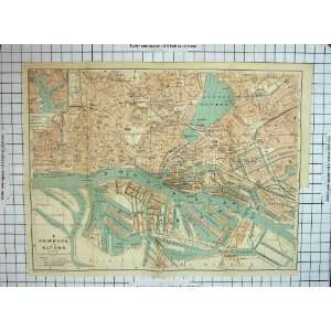   : Antique Map Germany Street Plan Hamburg Altona Elbe: Home & Kitchen
