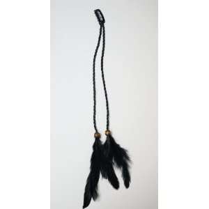   Feather Hair Extension in Black Finish with Two Braided Chain: Beauty