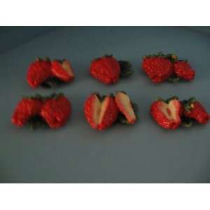  STRAWBERRY 3 D 6 pc MAGNETS Set Magnet *NEW*